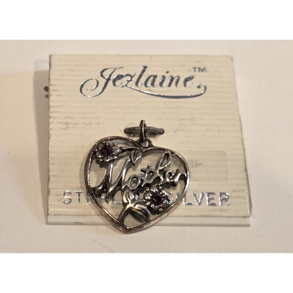 Small Mother Heart Shaped Vintage Sterling Silver Bracelet Charm Pendant Orig